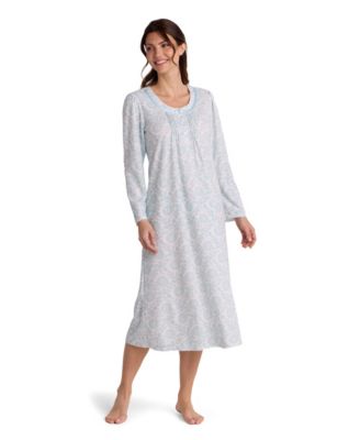 Women's Long-Sleeve Honeycomb-Knit Printed Gown