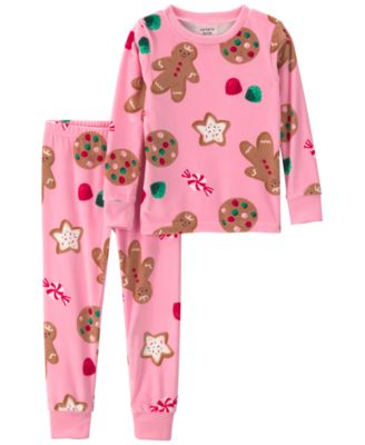 Toddler Girls' 2T-5T Gingerbread-Print Snug-Fit Top and Pants, 2-Piece Pajama Set