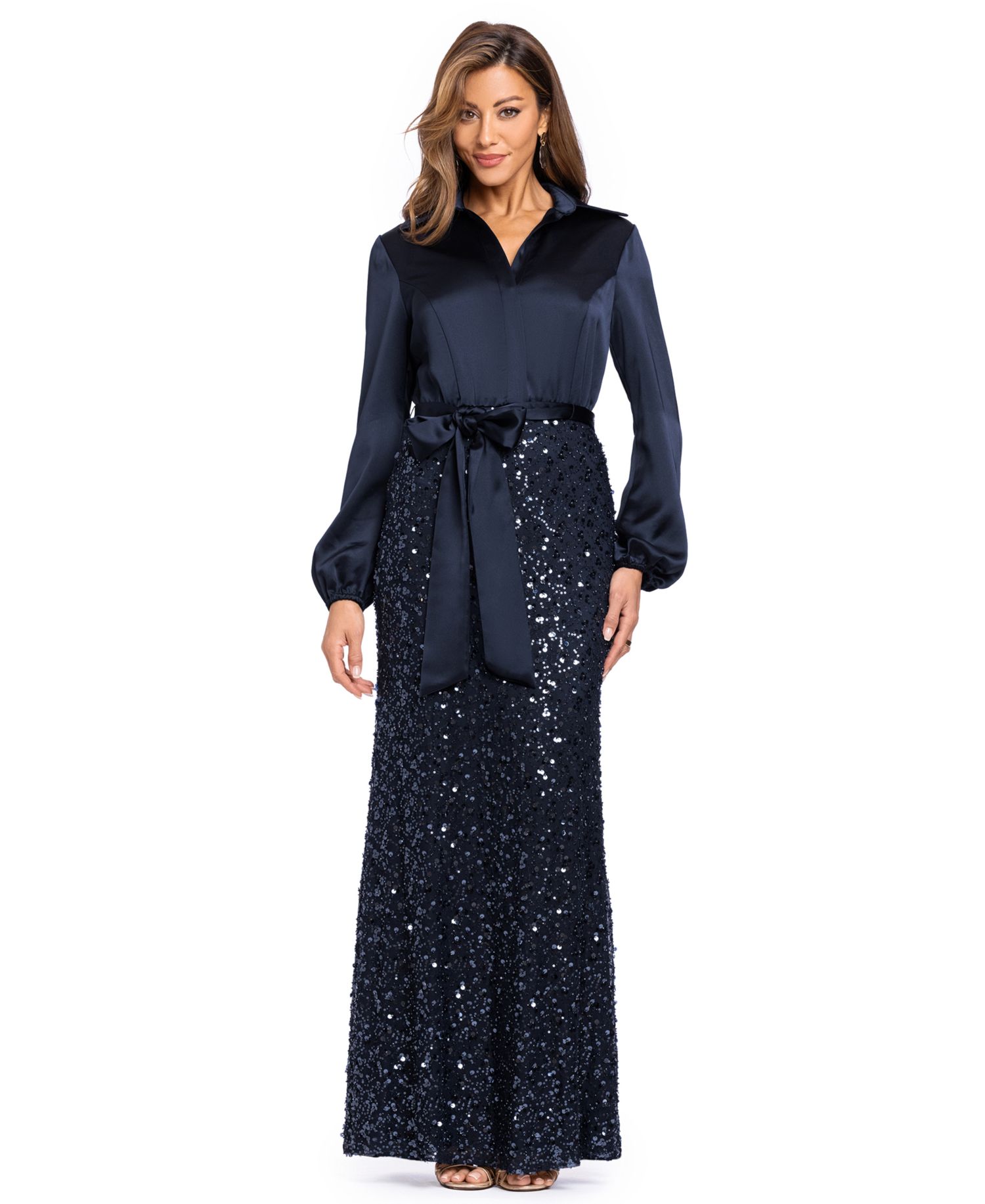 Women's Long-Sleeve Sequin Gown