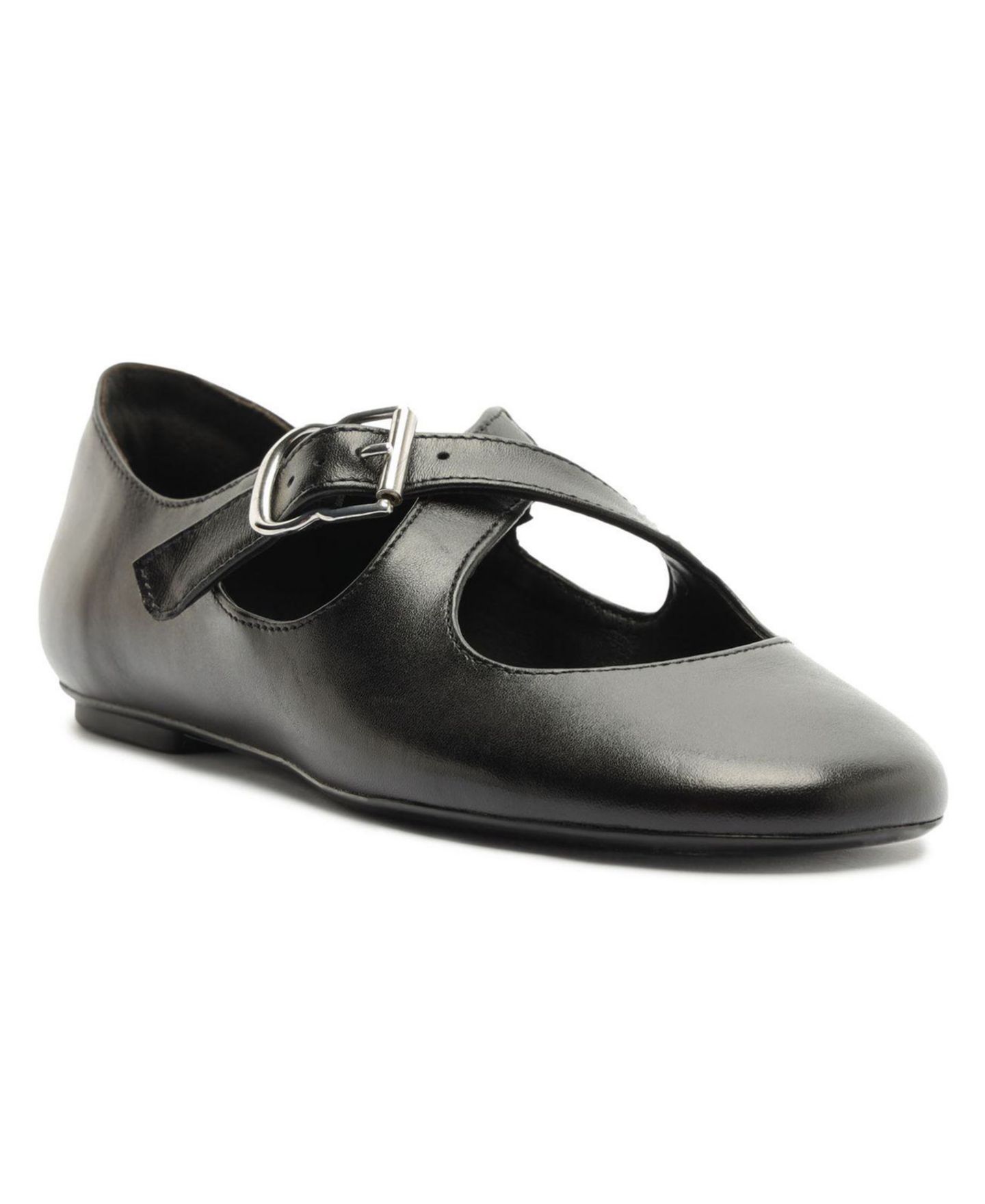 Женские балетки Schutz Molly Criss-Cross Round Toe Flats, цвет: Чёрный — фото 1