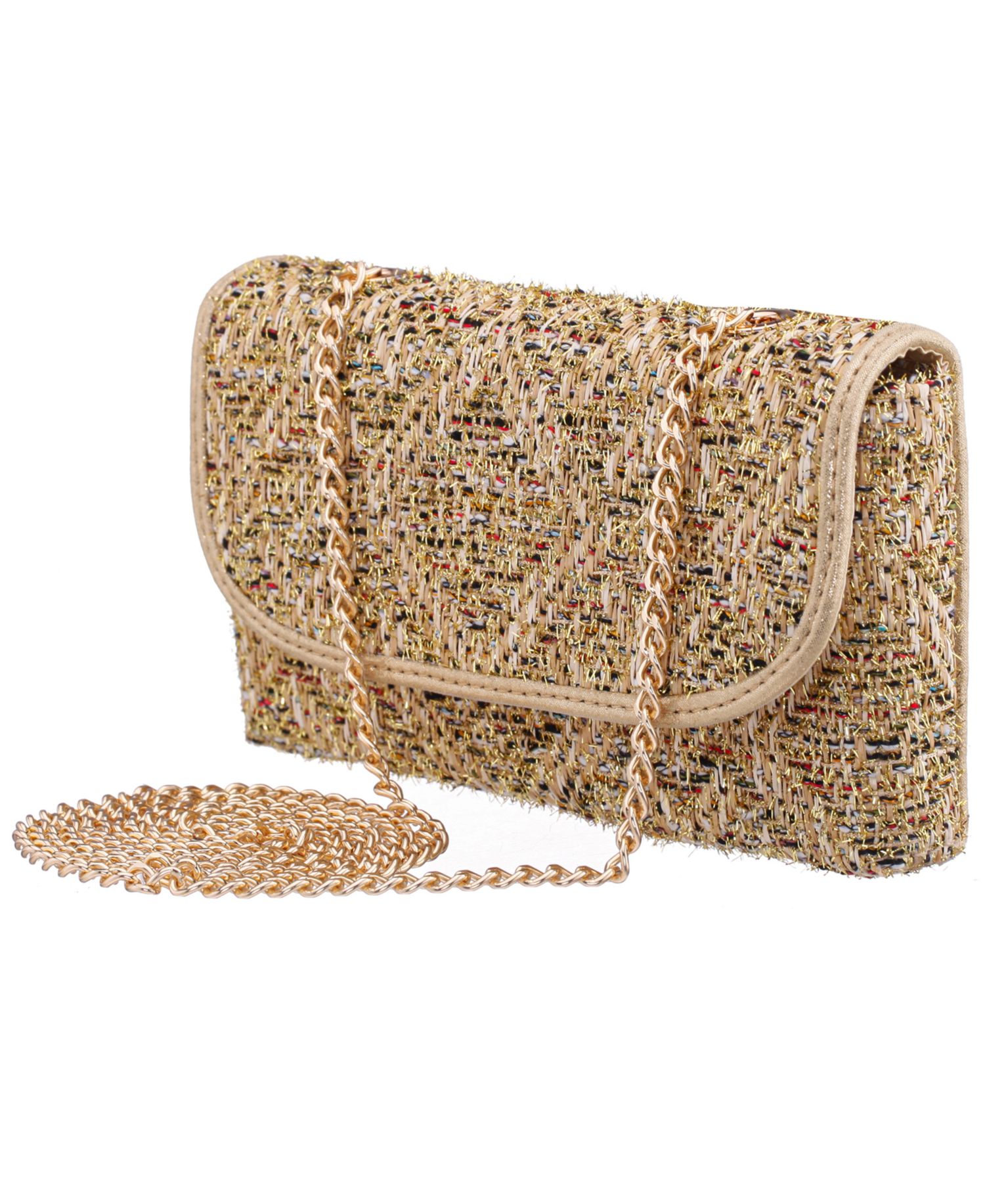 Cerise Metallic Tweed Mini Crossbody Handbag