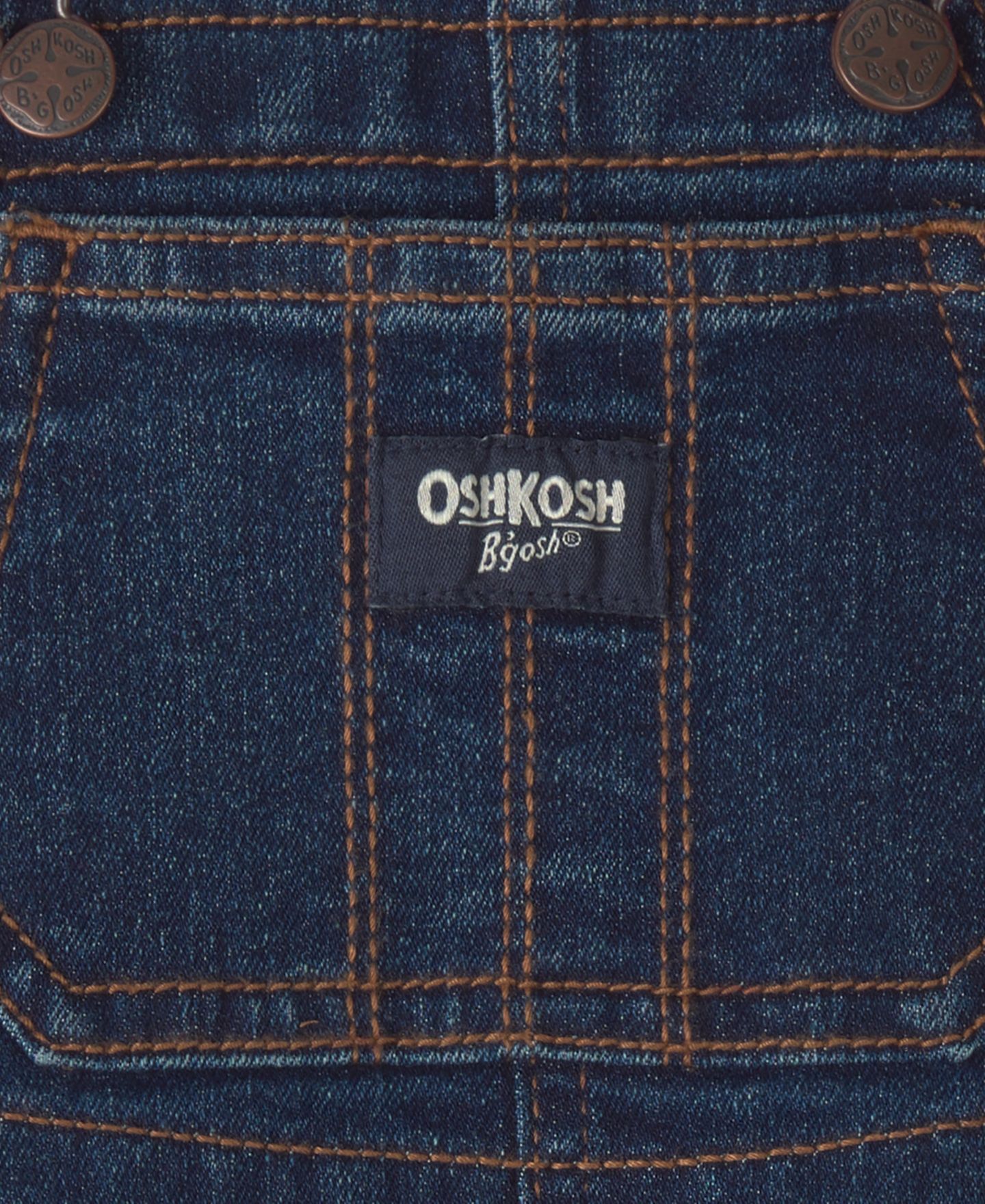 Детский комплект Oshkosh B'Gosh: термо-топ в клетку баффало и джинсовый полукомбинезон, цвет: Синий / Красный — фото 5