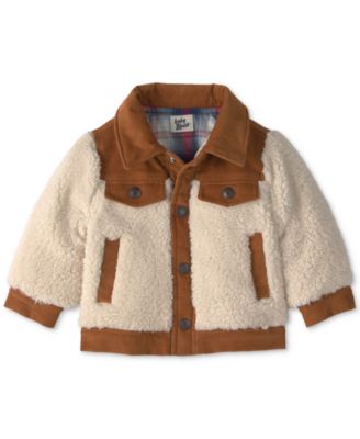 Baby Boys' Collared Color-Block Teddy Fleece Jacket