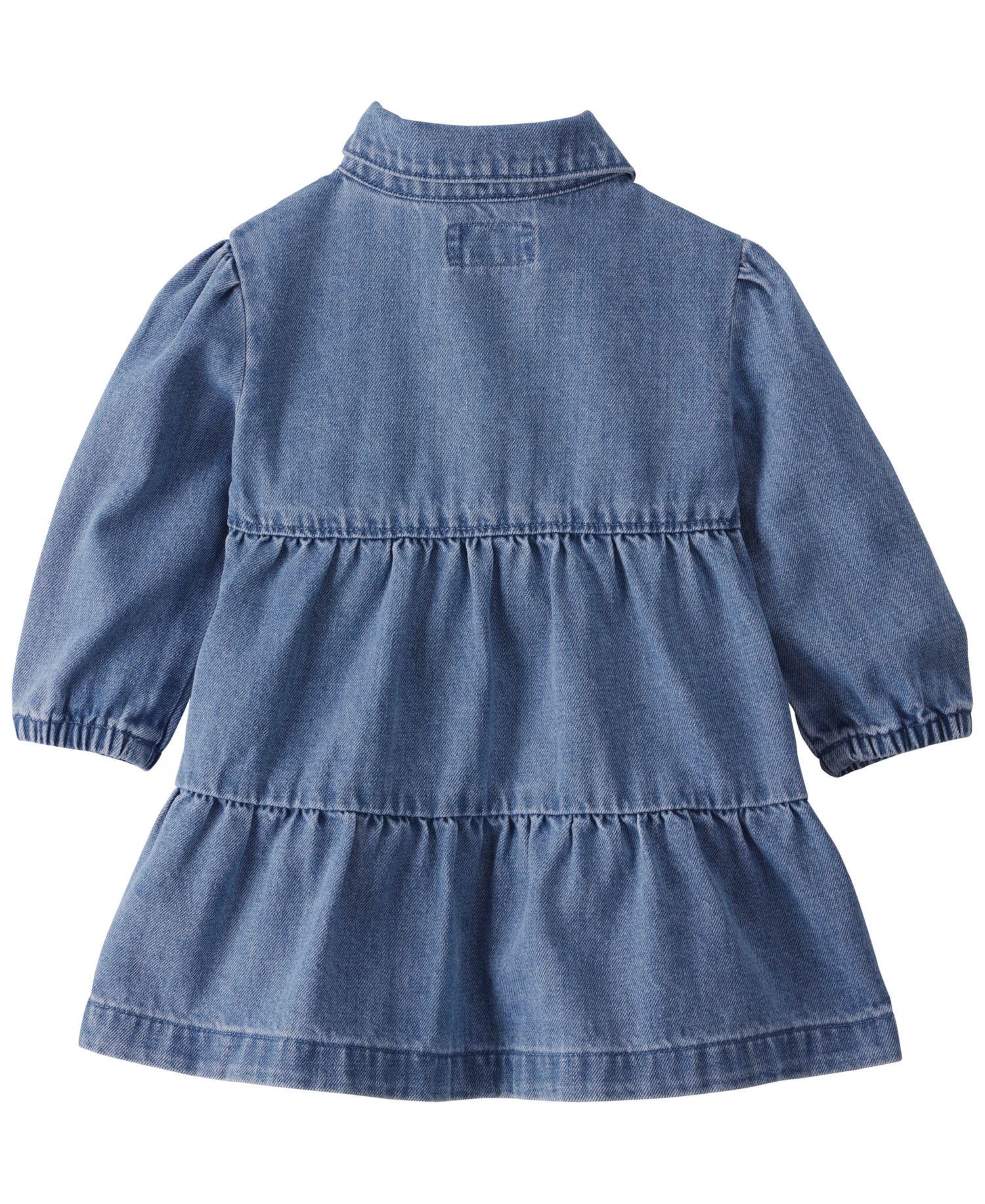 Little Planet by Baby Girls' Long-Sleeve Collared Tiered Denim Dress and Bloomers, 2-Piece Set