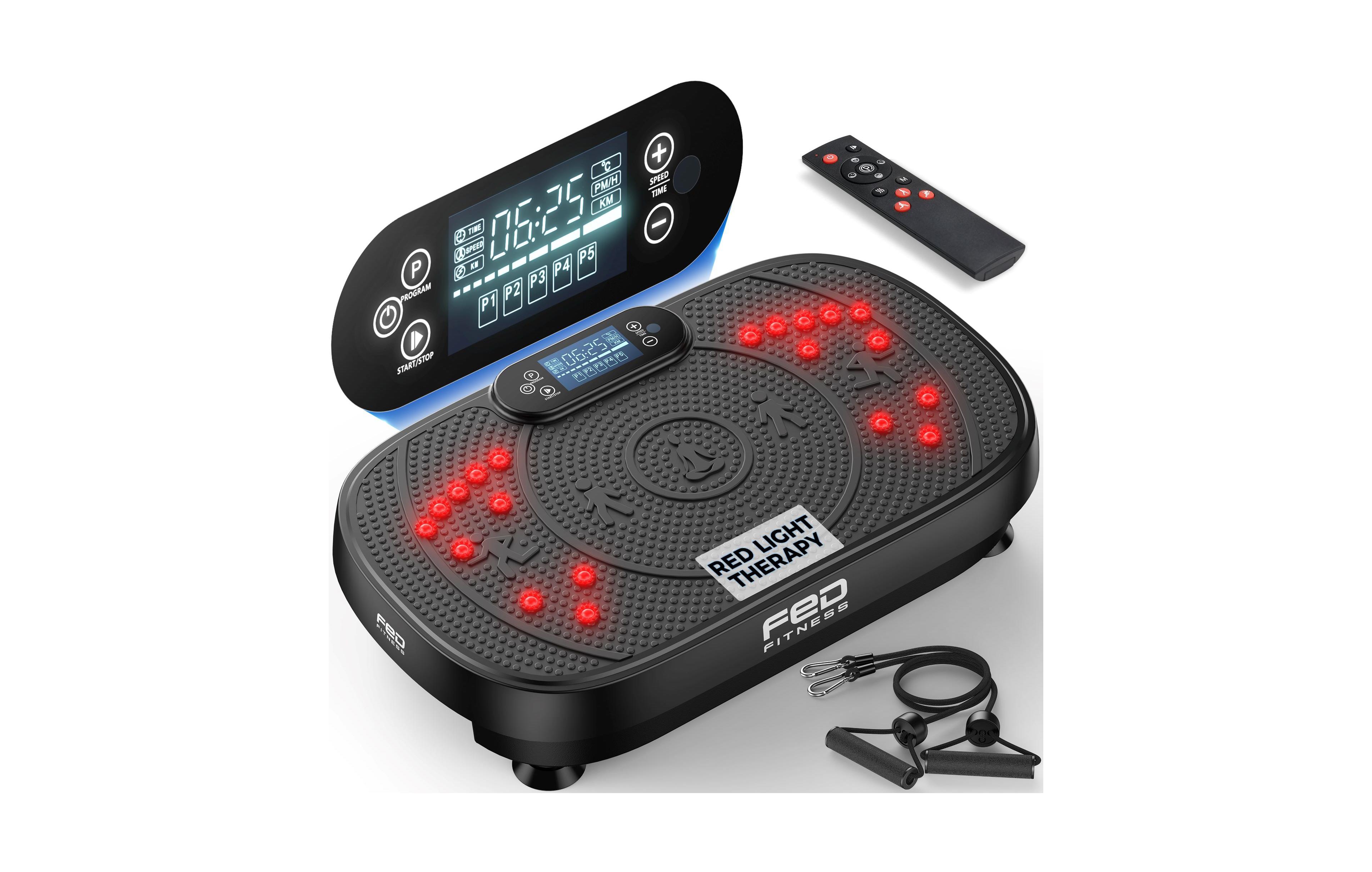 Fed Fitness Red Light Therapy Vibration Plate 660nm Red 850nm Nir Infrared Whole Body Vibration Exercise Platform 120 Speed Levels for Home Workout