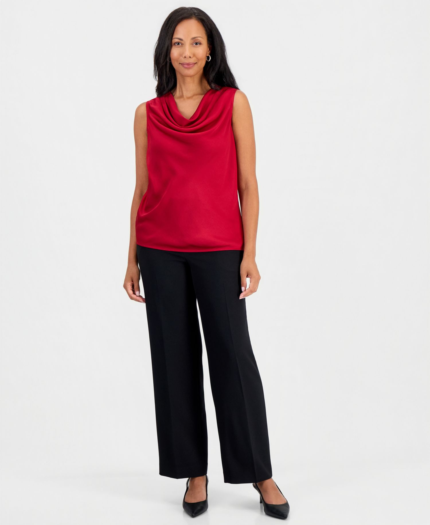 Women's Sleeveless Cowl Neck Satin Blouse