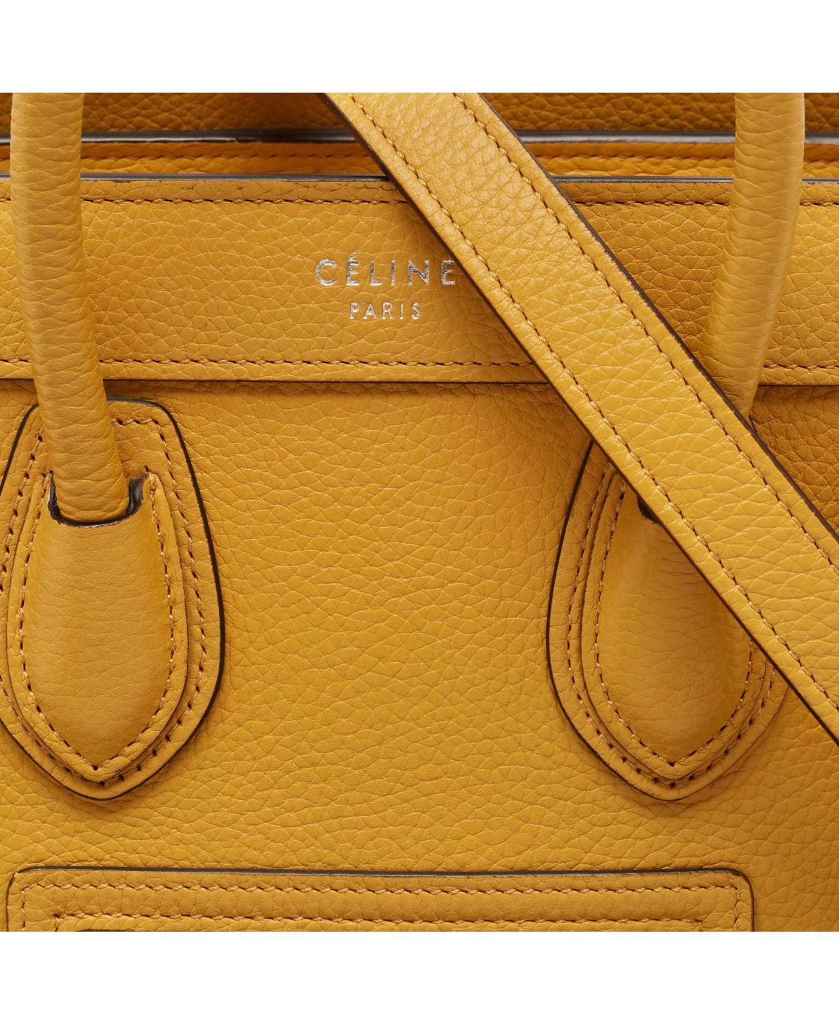 Pre-Owned Celine Women's Nano Luggage Tote in Yellow Grained Leather