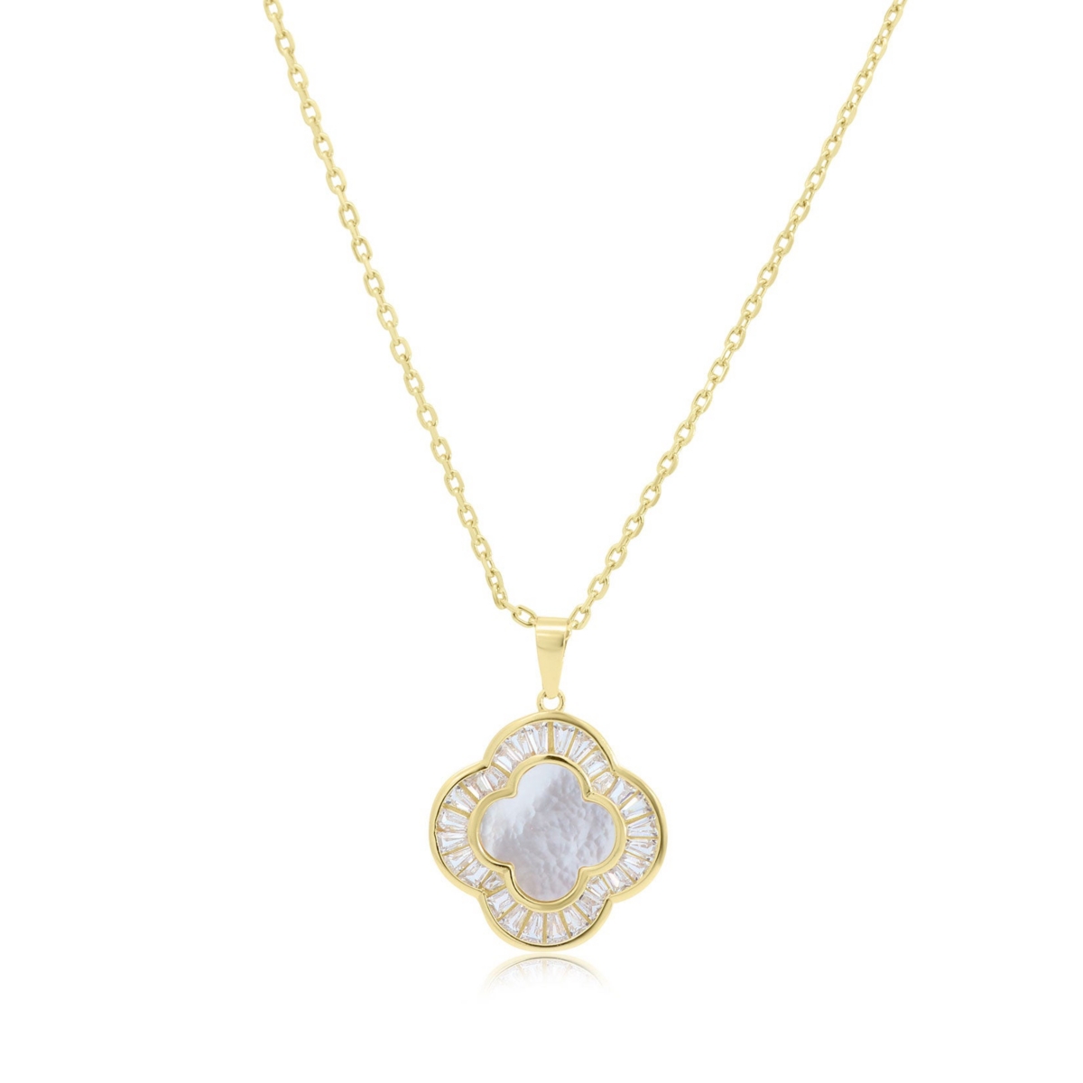 The Lovery Large Mother of Pearl Cz Clover Necklace 14K Gold-Plated Sterling Silver - Mother of pearl