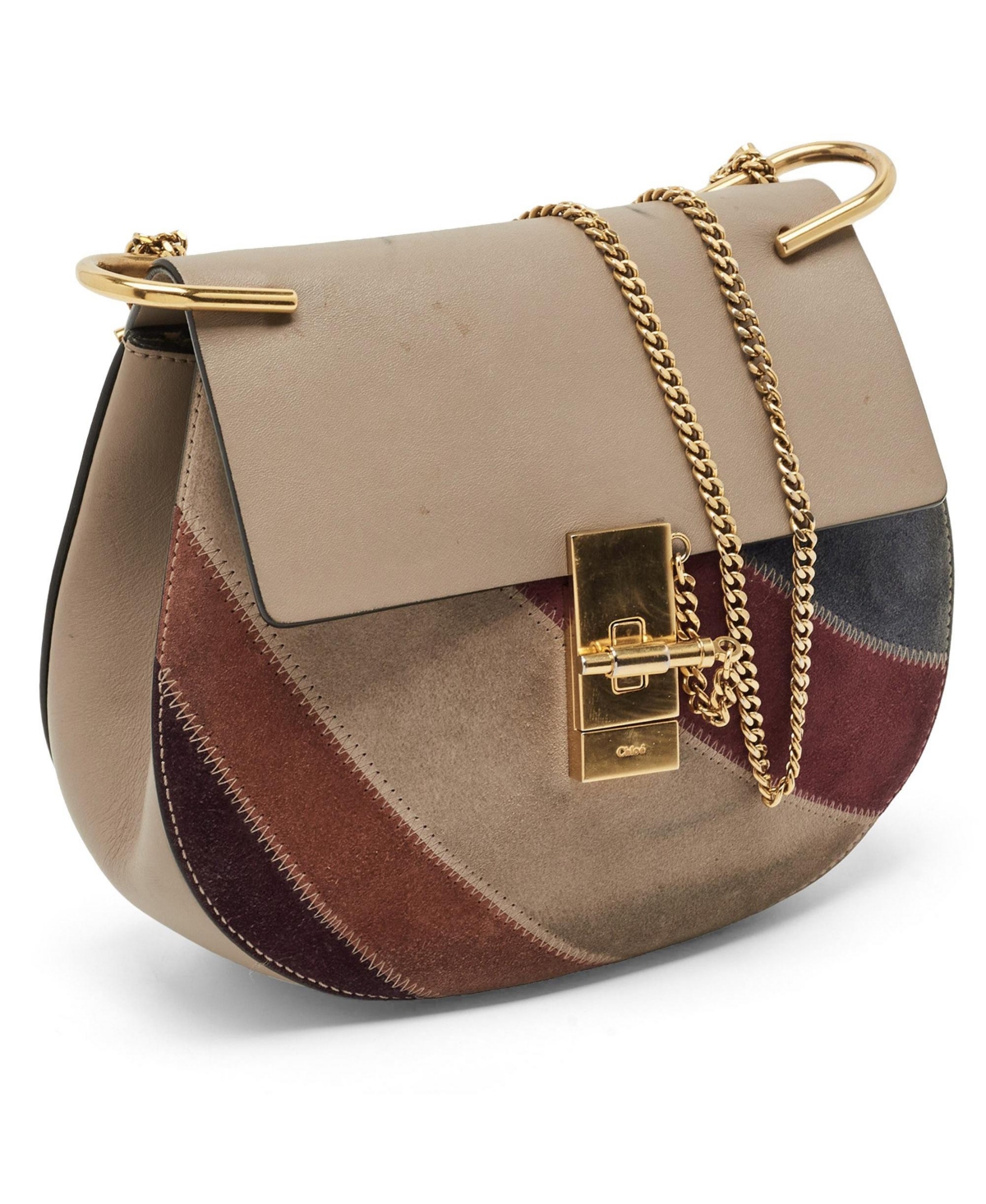 Pre-Owned Chloe Women's Drew Patchwork Suede and Leather Shoulder Bag