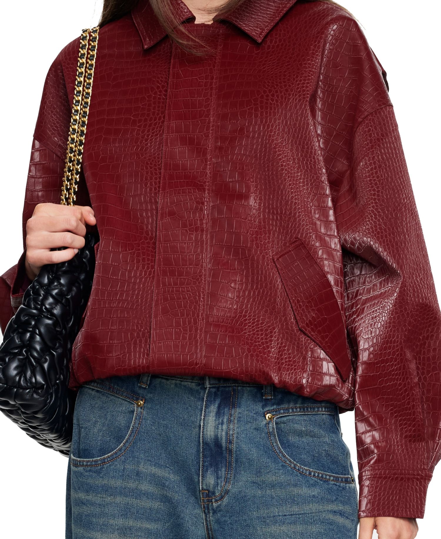 Women's Kenny Crocodile-Embossed Unlined Bomber Jacket