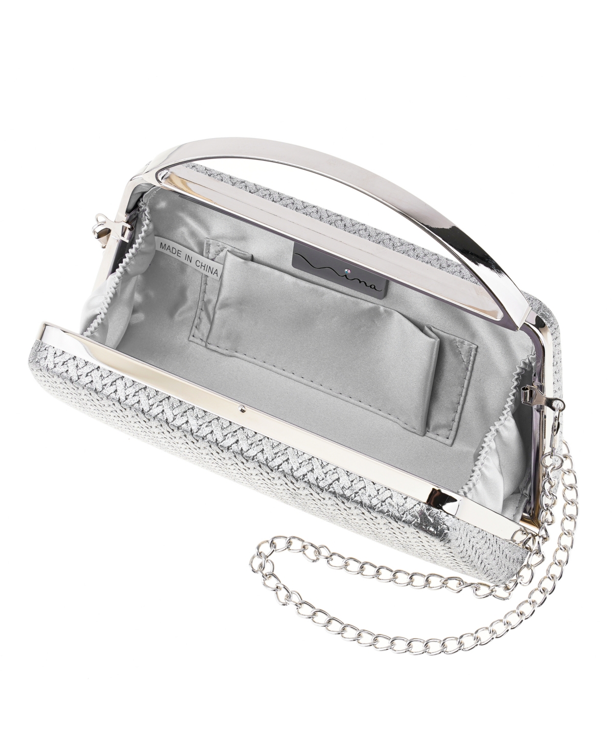 Nina Genesis Metallic Woven Small Handle Clutch Handbag