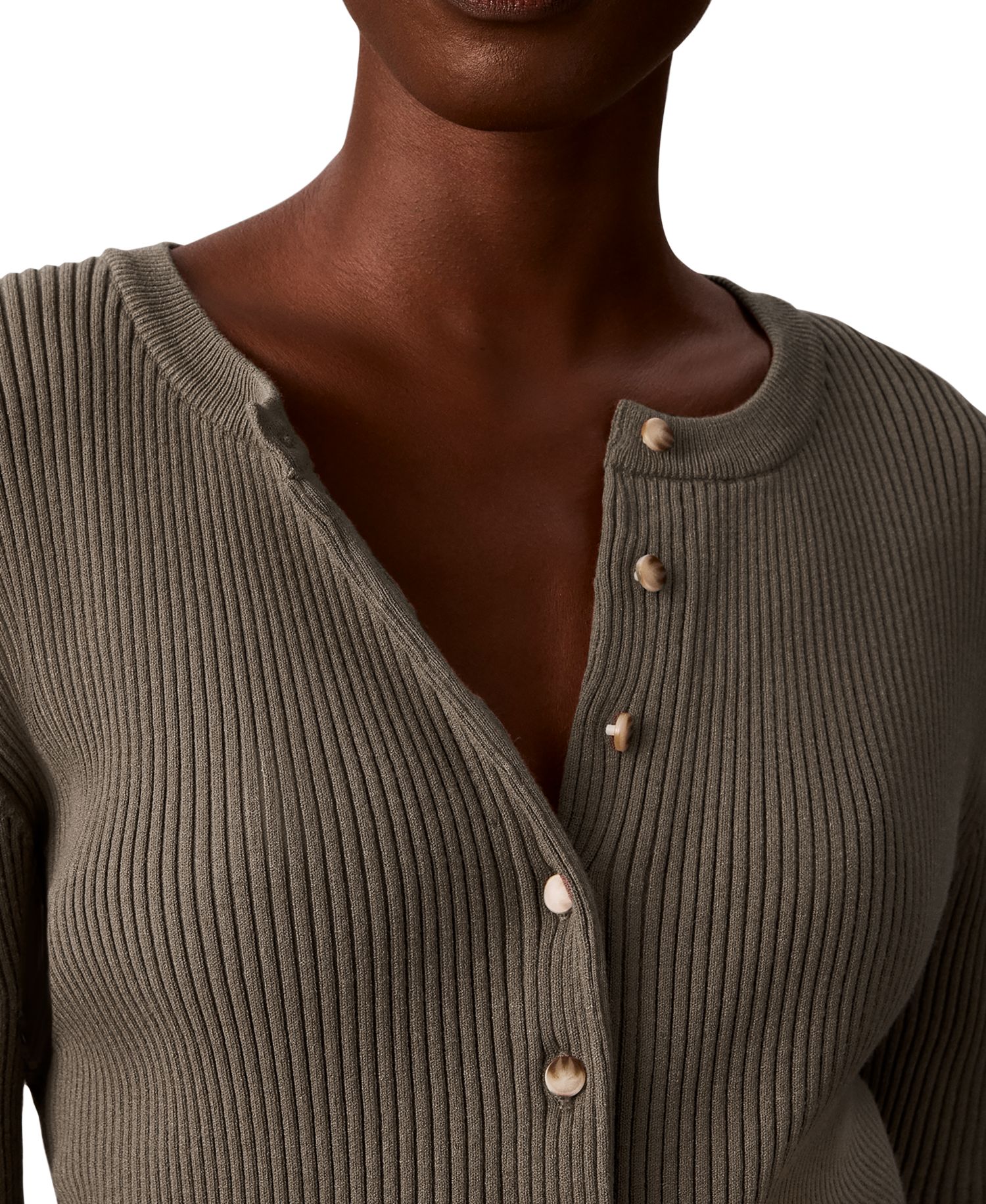 petite Button-Front Ribbed Cardigan Sweater