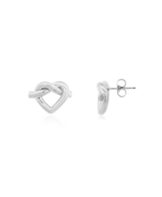 Heart Knot Stud Earrings Sterling Silver