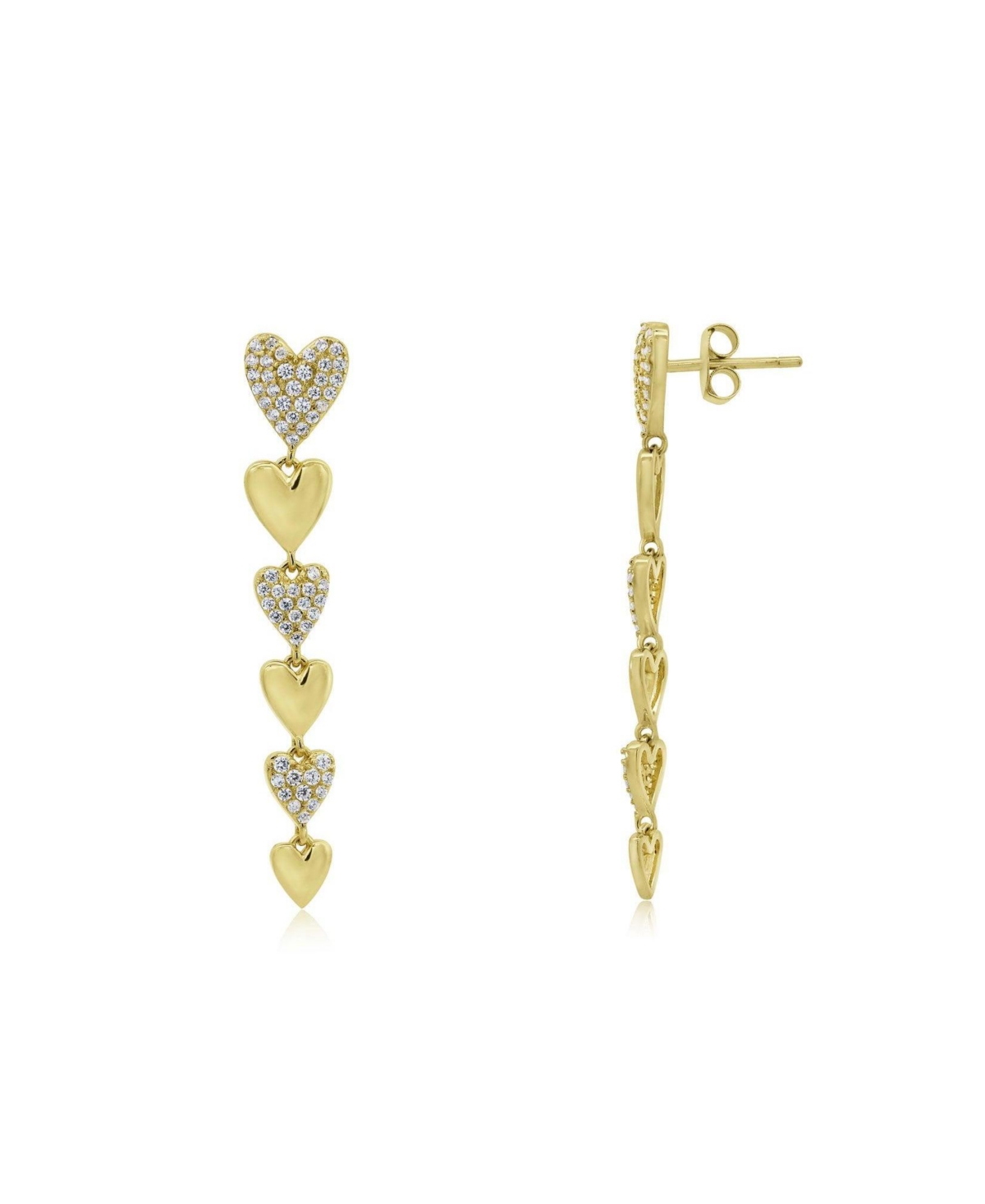 The Lovery Cz Alternating Heart Dangle Earrings 14K Gold Plated Sterling Silver - Gold plated sterling silver