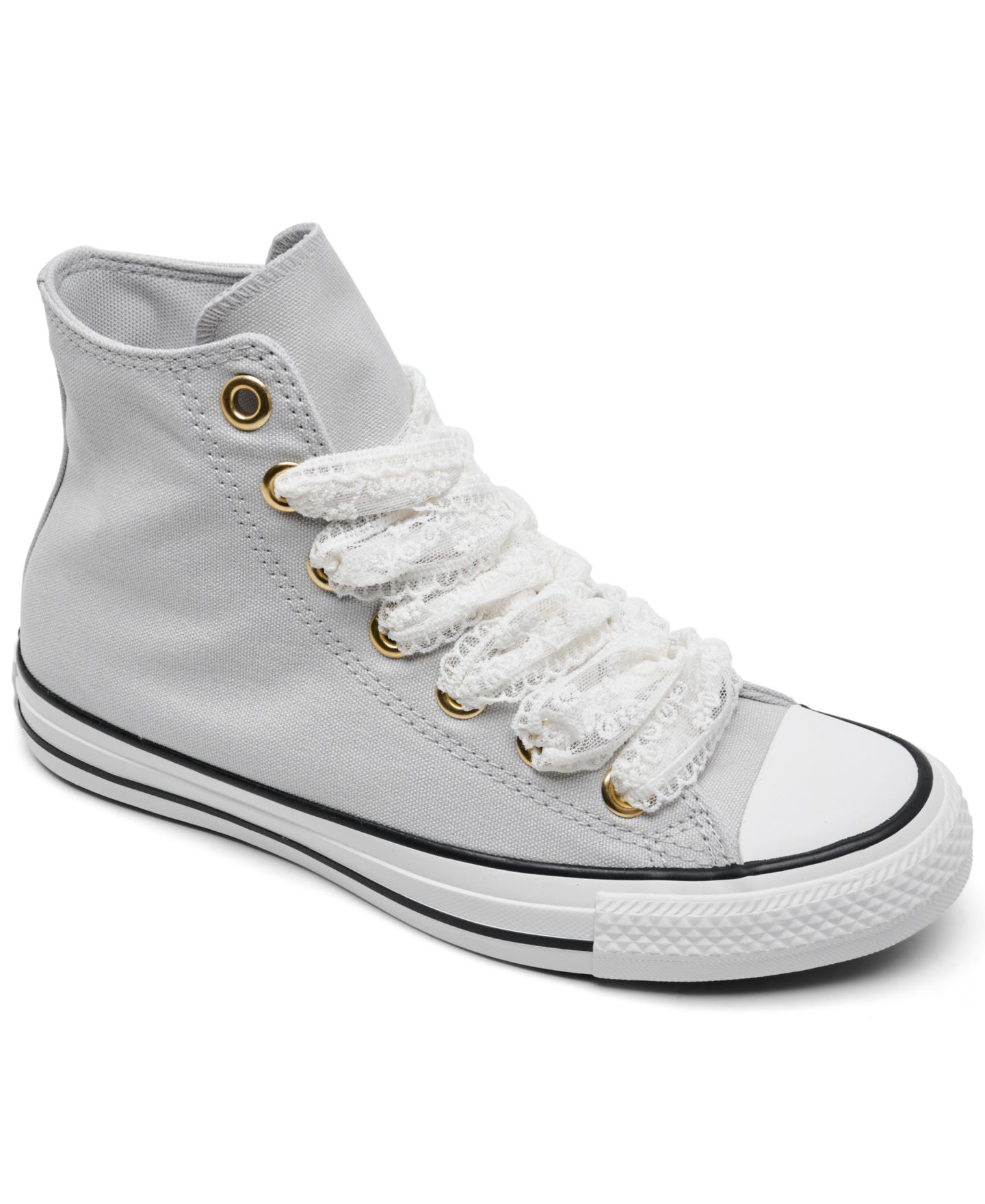 Кроссовки Converse Chuck Taylor All Star Lace High Top Canvas Lifestyle Sneakers для девочек, цвет: Серый / Золотой — фото 1