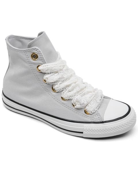 Кроссовки Converse Chuck Taylor All Star Lace High Top Canvas Lifestyle для девочек, цвет: Серый / Золотой