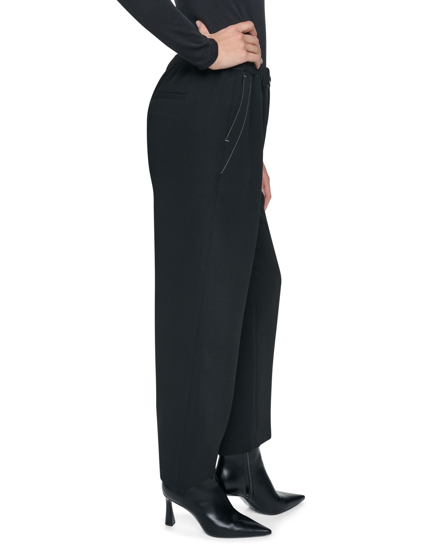 Women's High-Rise Contrast-Stitching Tab-Pocket Pants