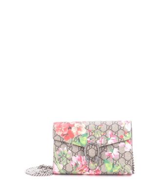 Small Dionysus Chain Wallet Blooms Print GG Coated Canvas