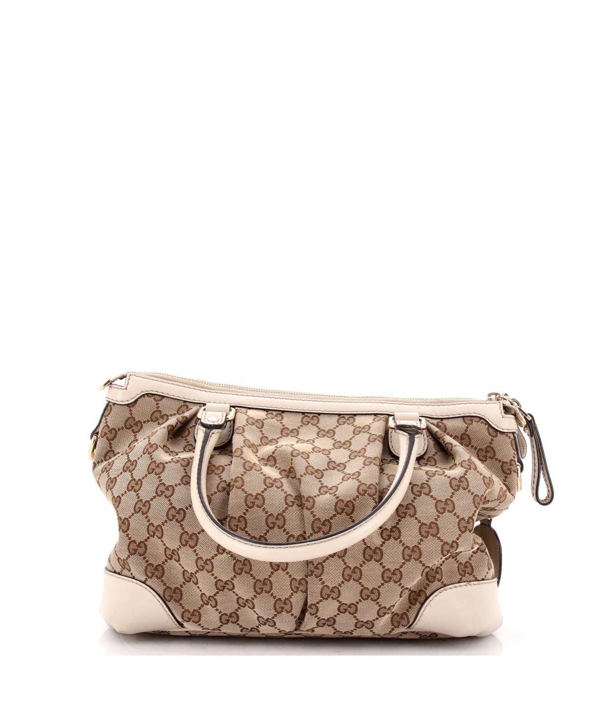 Pre-Owned Gucci Medium Sukey Top Handle Satchel Gg Canvas with Leather