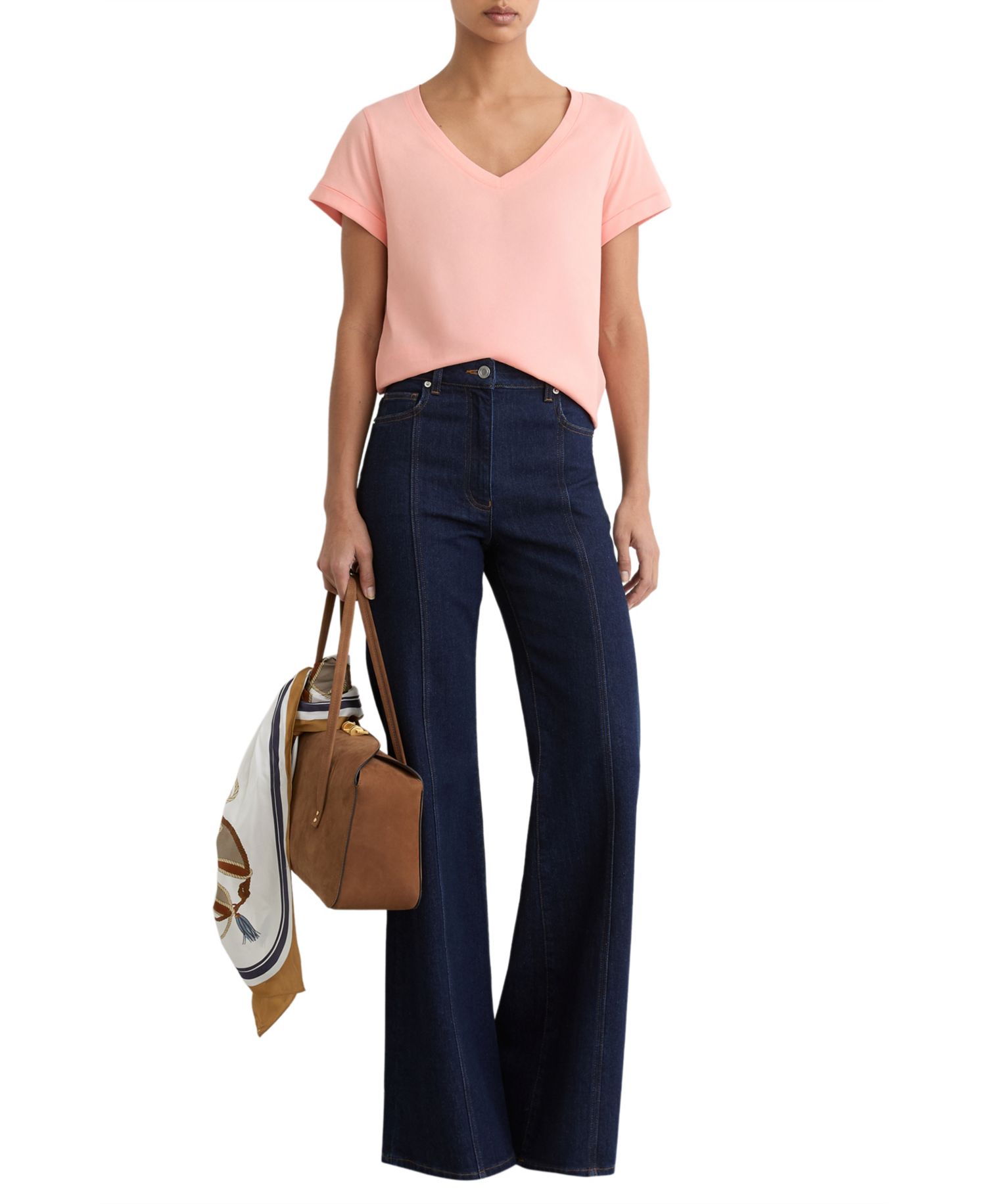 Women's Luna Brushed-Cotton V-Neck T-Shirt