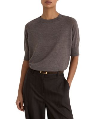 Women's Suzzie Merino Wool Crewneck Short Raglan Sleeves T-Shirt