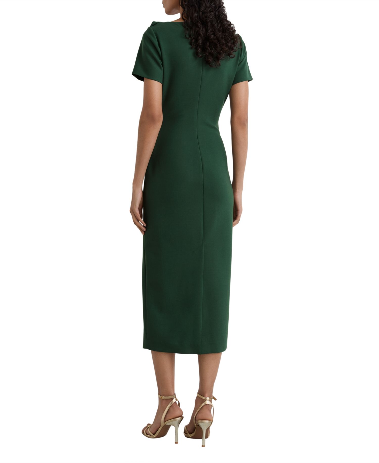 Women's Hilary Short-Sleeve Ruched Boat-Neck Midi Dress