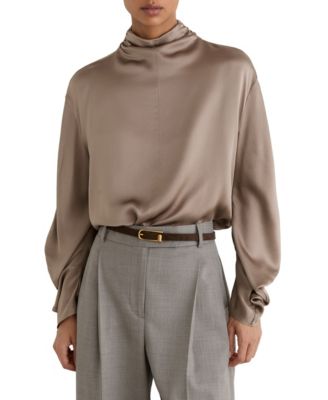 Women's Meena High-Neck Long-Sleeve Silk Blouse