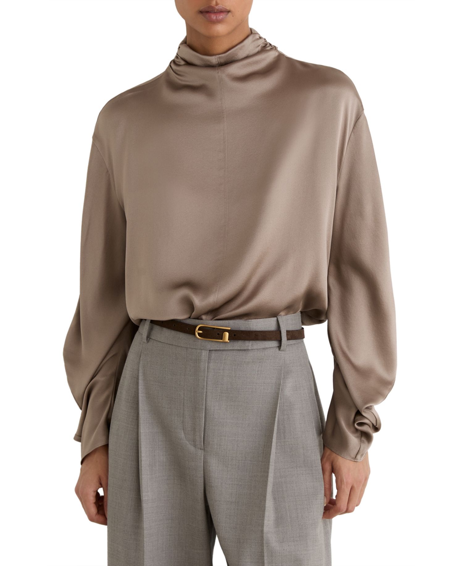 Women's Meena High-Neck Long-Sleeve Silk Blouse