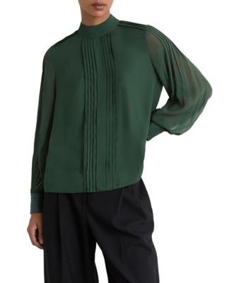 Women's Ottilie High-Neck Pintuck-Detail Long-Sleeve Blouse