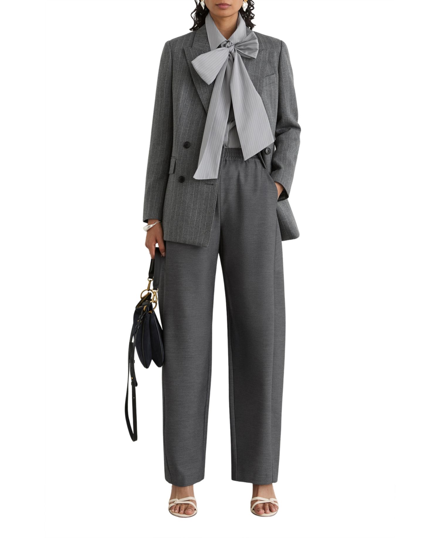Women's Astrid Wool Double-Breasted Pinstripe Blazer