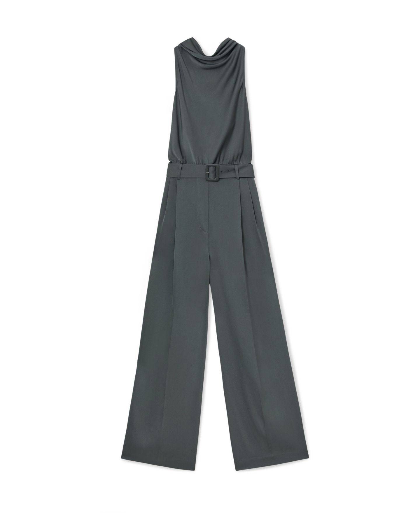 Женский комбинезон REISS Erica Satin Cowl-Neck Wide-Leg Jumpsuit, цвет: Тёмный серый — фото 4