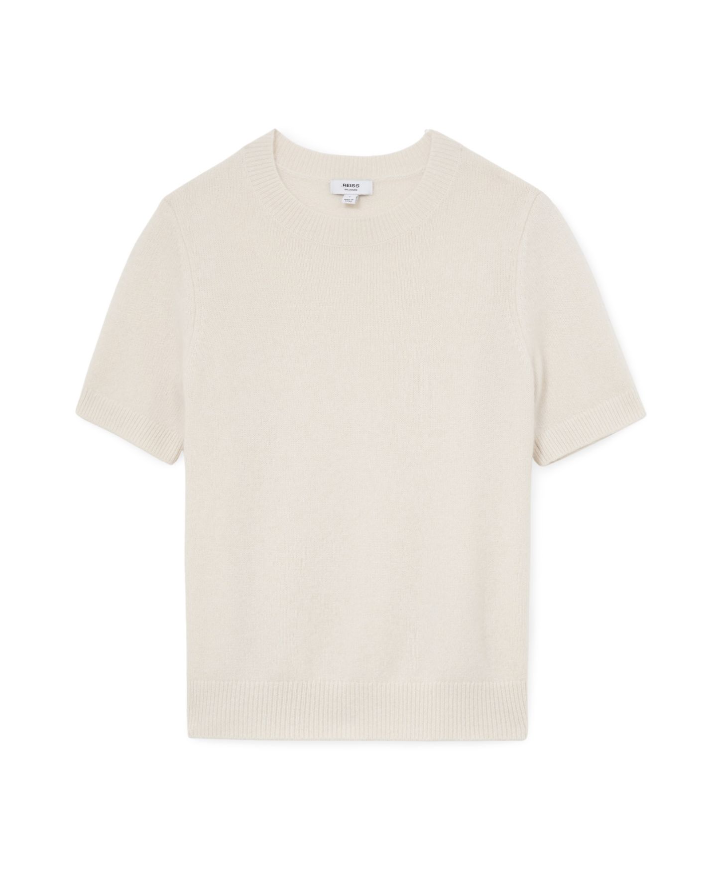 Женская футболка REISS Stevie Crewneck Short-Sleeve Cashmere, цвет: Слоновая кость — фото 4