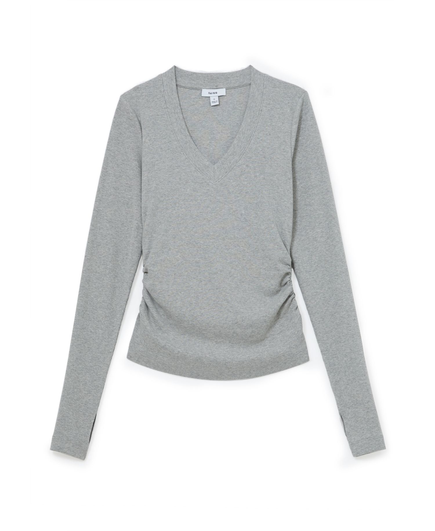 Women's Sandrine Long-Sleeve V-Neck Ruched T-Shirt