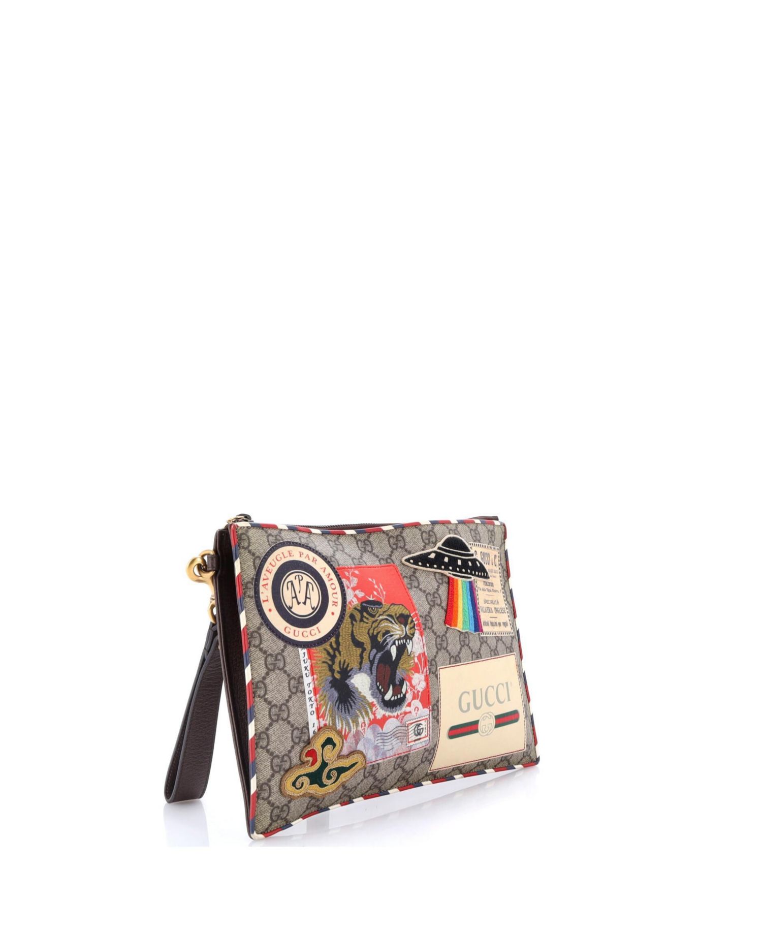 Courrier Pouch GG Coated Canvas with Applique