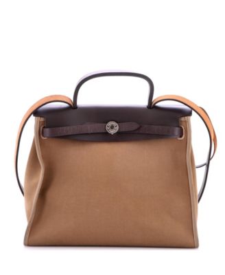 Pre-Owned Hermes 31 Herbag Zip Leather and Toile