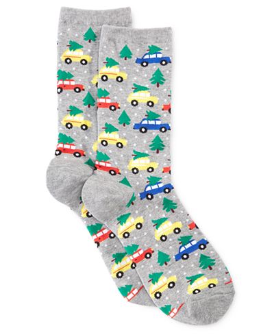 Hot Socks Women's Holiday Trees on Cars Socks