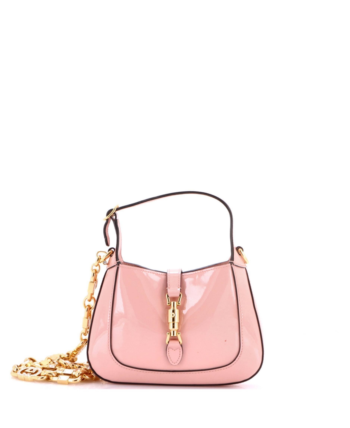 Pre-Owned Gucci Mini Jackie 1961 Chain Hobo Patent - Pink