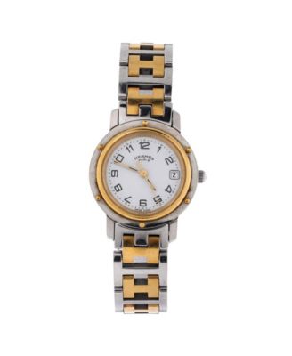 Pre-Owned Hermes Clipper Quartz Watch in Stainless Steel with Plated Metal 24mm