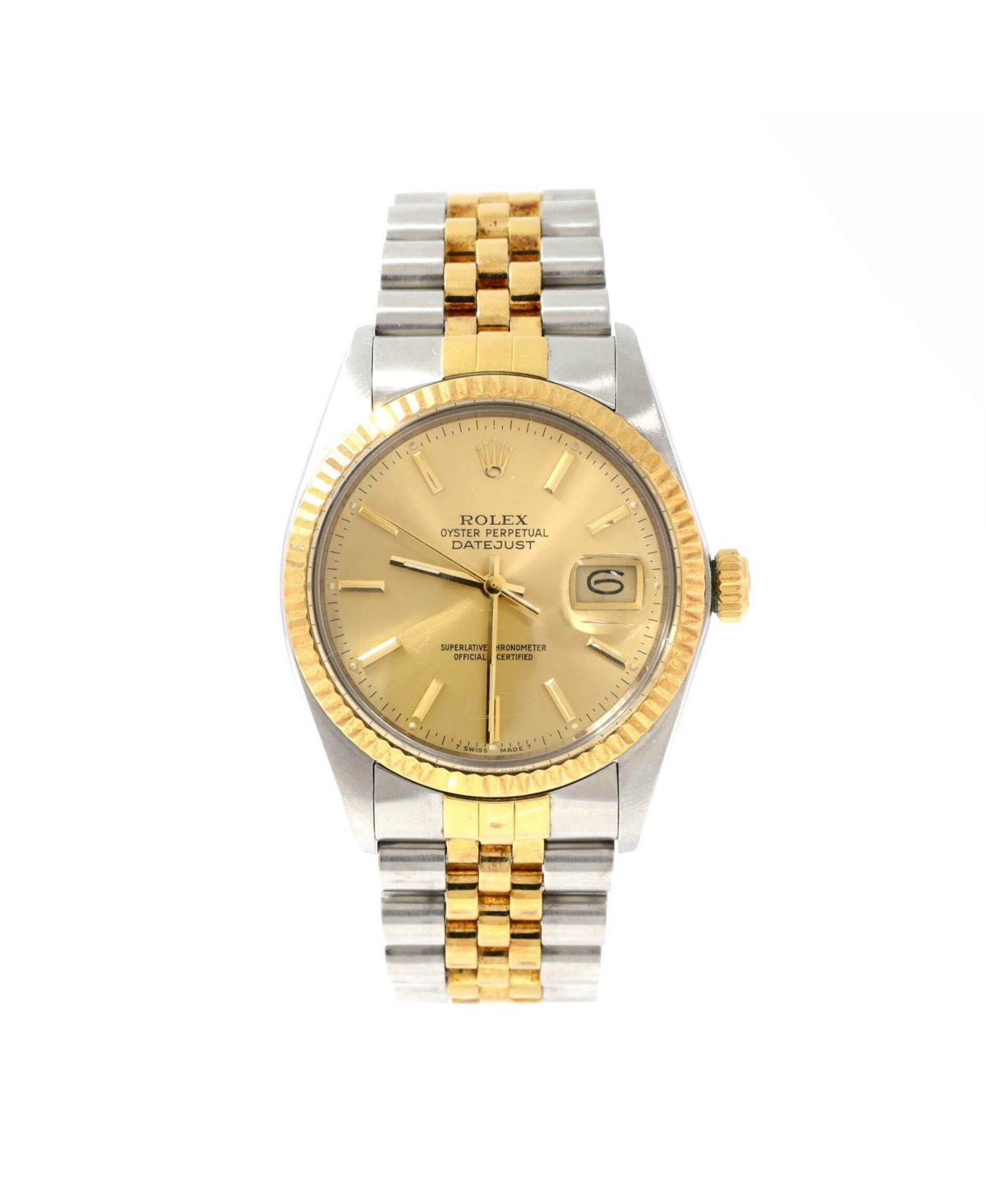 PreOwned Rolex Oyster Perpetual Datejust Automatic Watch in Stainless Steel and Gold 36mm  Dial color gold