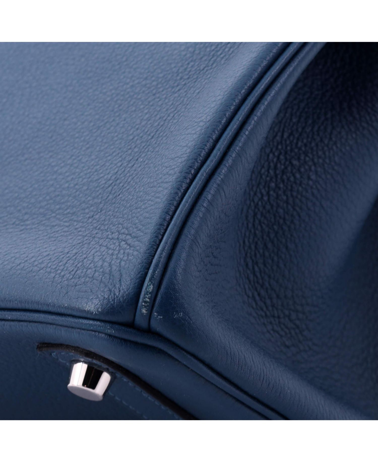 Pre-Owned Hermes Birkin 30 Handbag Blue Novillo with Palladium Hardware