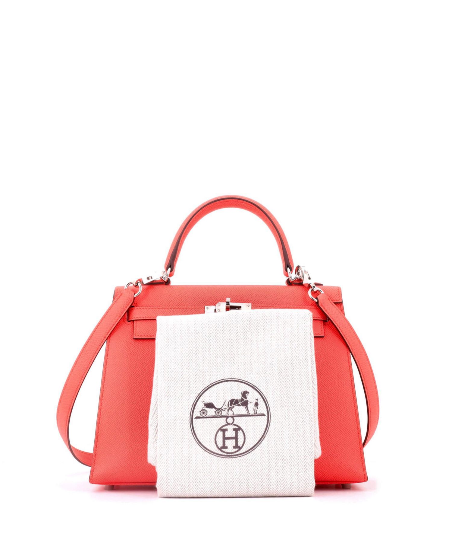 Pre-Owned Hermes Kelly 25 Handbag Pink Epsom with Palladium Hardware