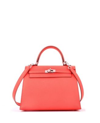 Pre-Owned Hermes Kelly 25 Handbag Pink Epsom with Palladium Hardware