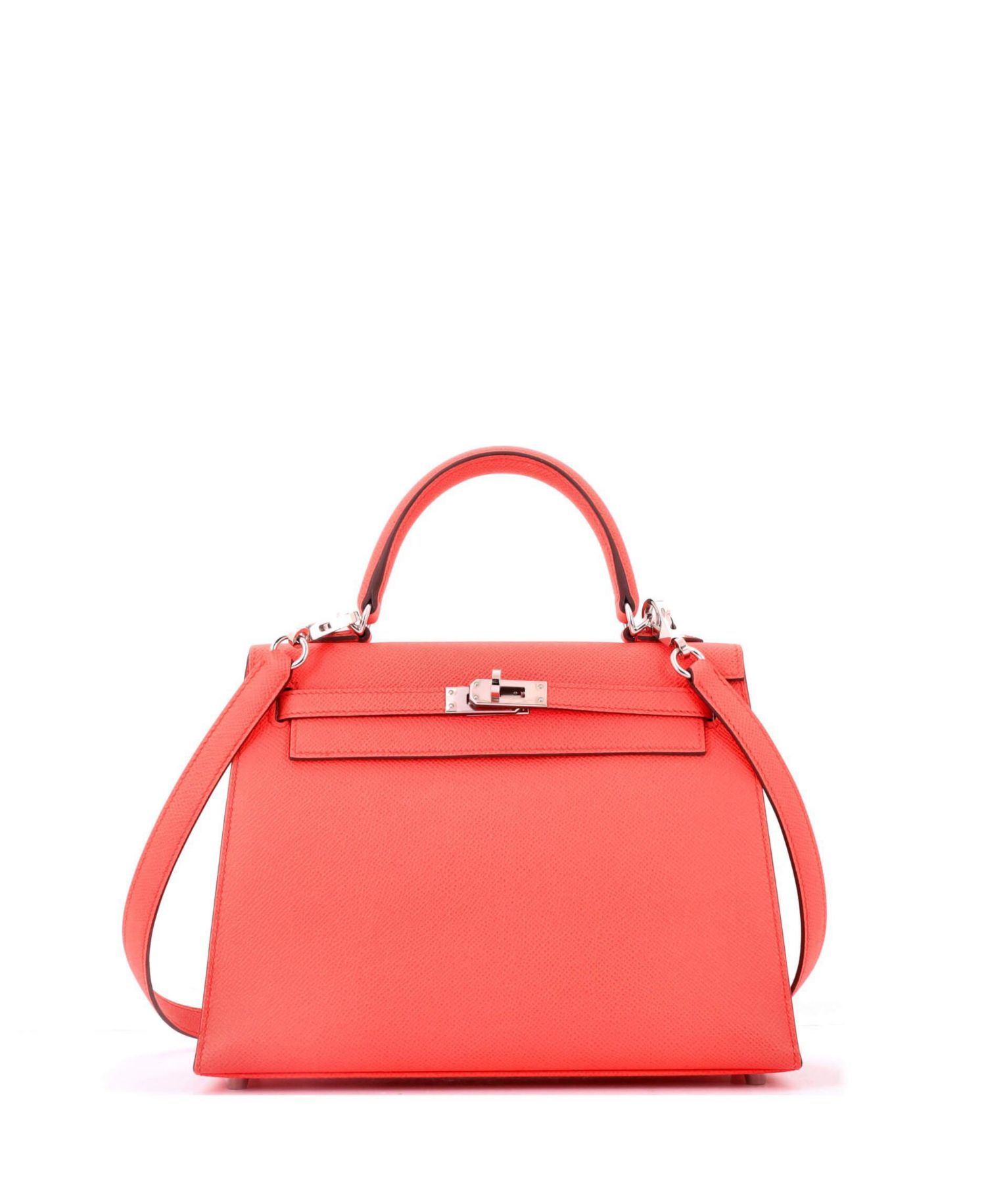 Pre-Owned Hermes Kelly 25 Handbag Pink Epsom with Palladium Hardware