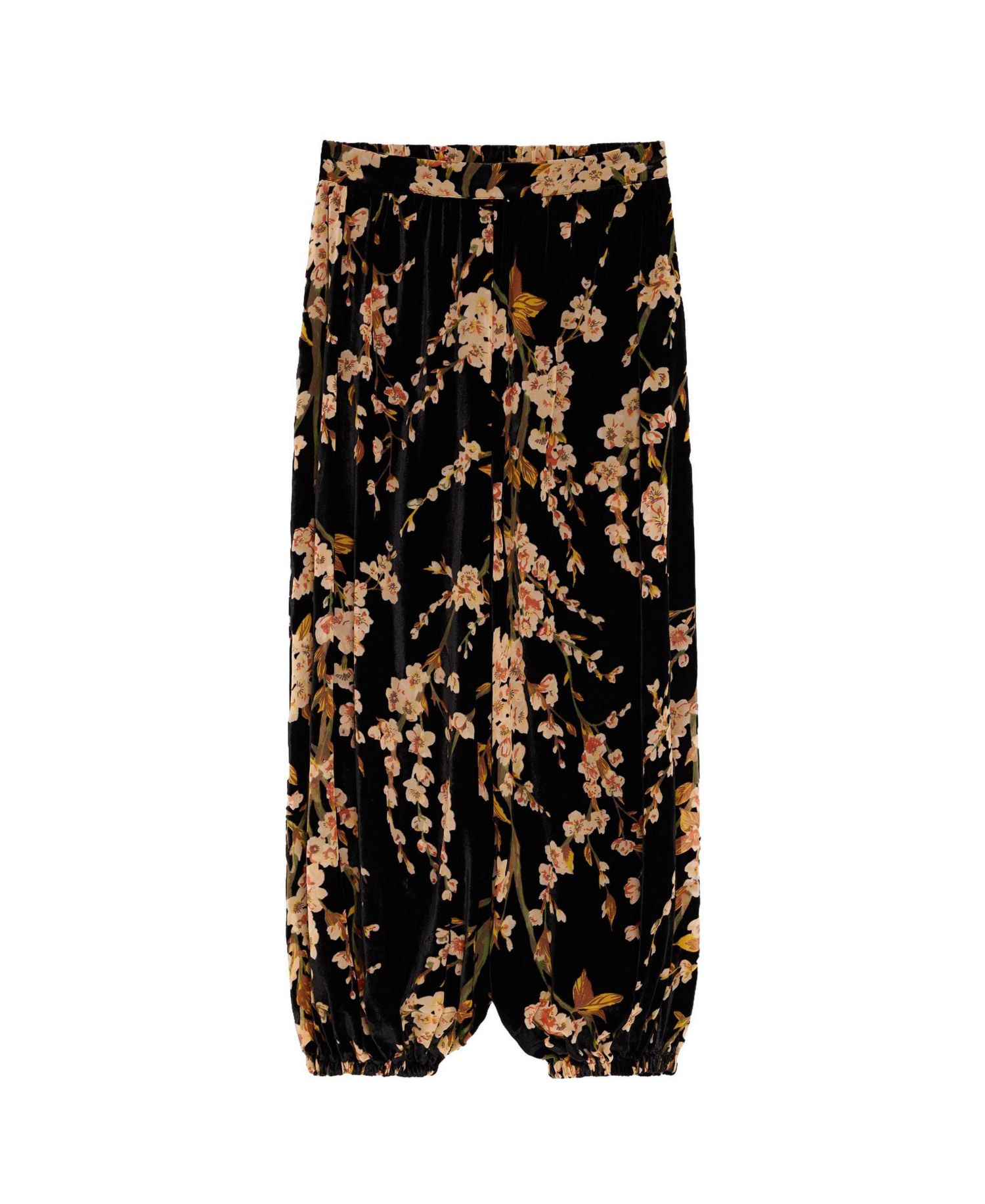 Women's Velvet floral balloon trousers