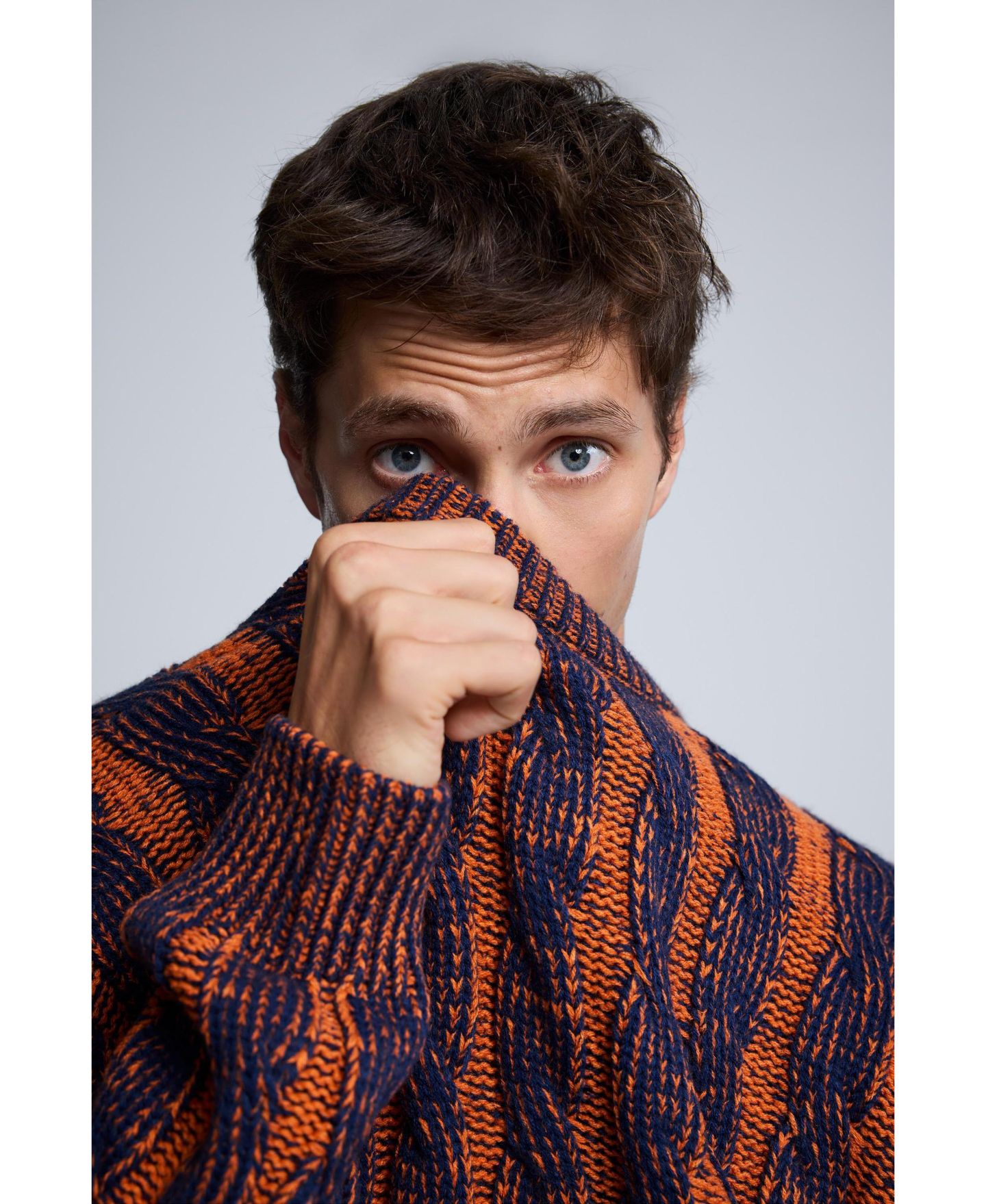 Мужской свитер Desigual Cable-Knit Crewneck, цвет: Оранжевый — фото 5