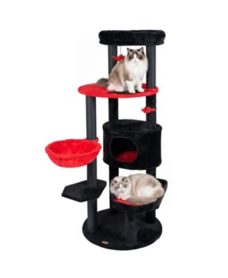 Gothic Cat Tree for Indoor Cats 60 Inch Cat Tower With Plush Perch Condo Hammock