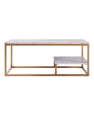 - Marmo Coffee Table - Faux Marble / Brass