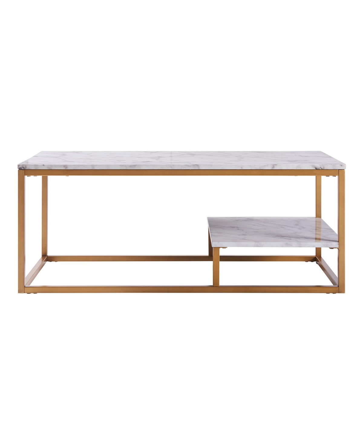 Teamson Home - Marmo Coffee Table - Faux Marble / Brass - Rust/Copper