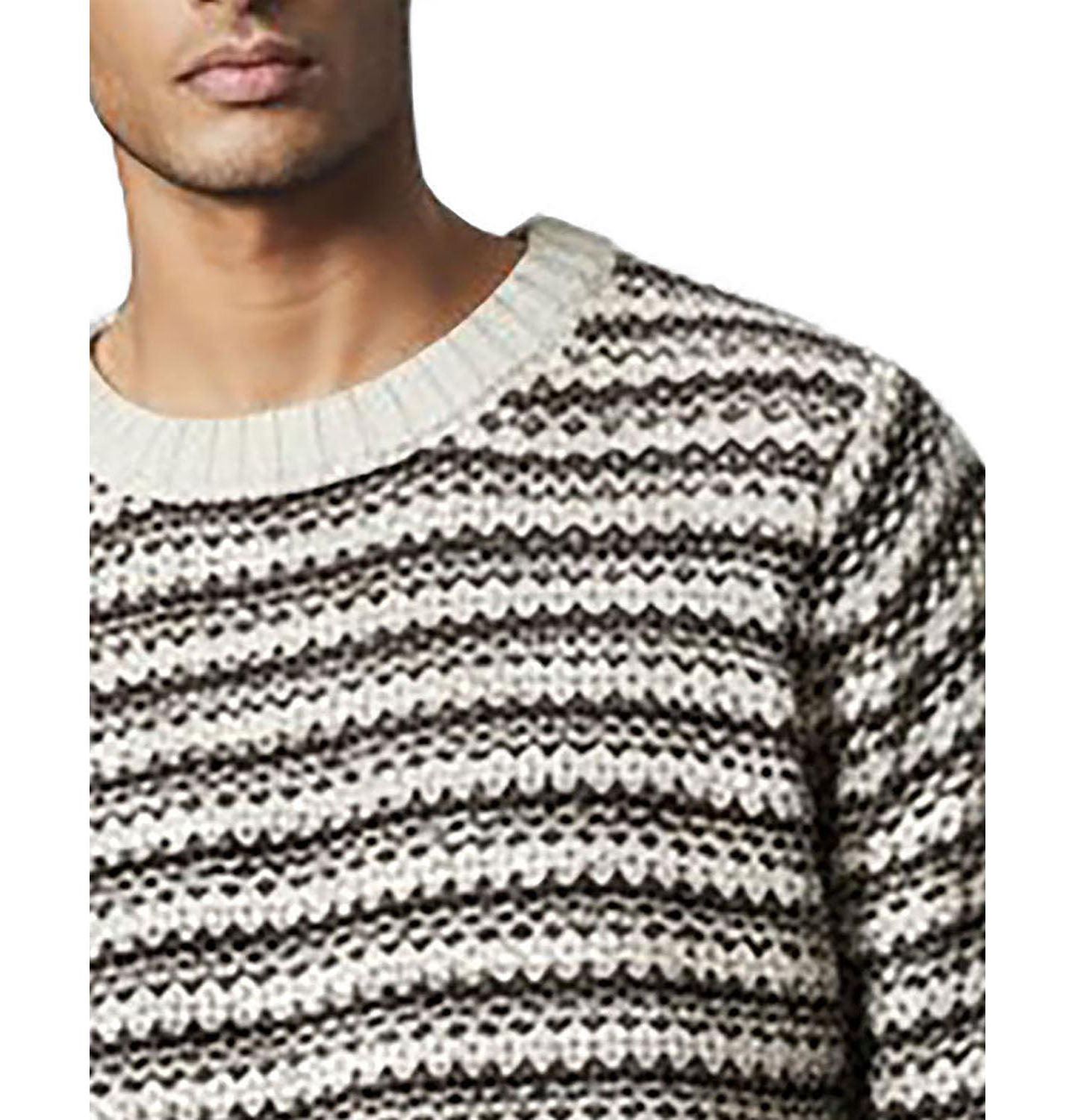 Мужской свитер Hope & Henry Organic Cotton Stripe, цвет: Шоколадный / Светло-коричневый — фото 2