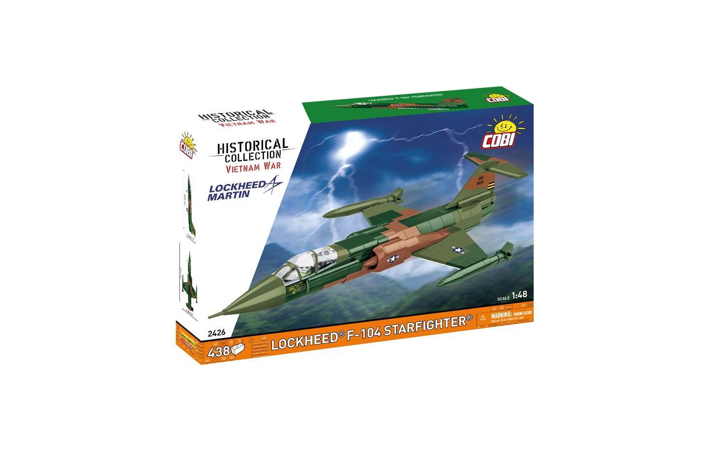 Детский конструктор COBI Historical Collection Vietnam War Lockheed F-104 Starfighter 1:48 Scale 438-Piece Building Set, Ages 8+, цвет: Зелёный — фото 1
